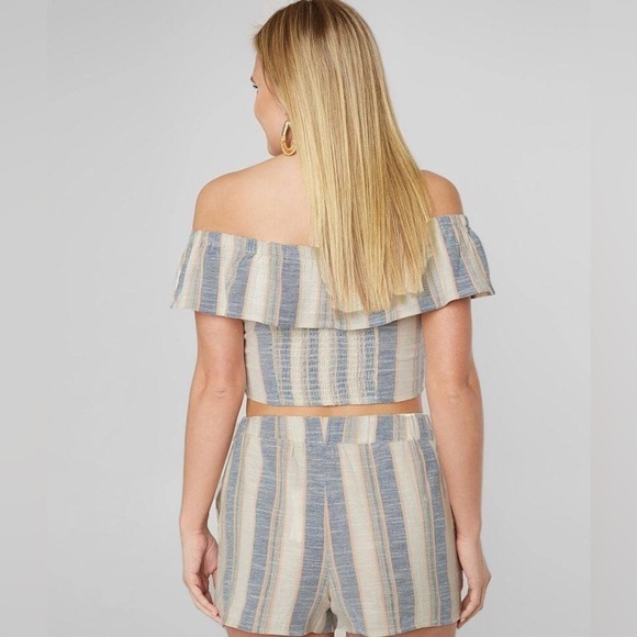 Altar’d State Off Shoulder Striped Cropped Top Size Small - Picture 2 of 7